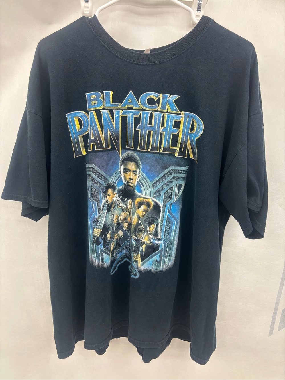Gildan Black Short-Sleeve Tee with Blue and Gold Black Panther Graphic